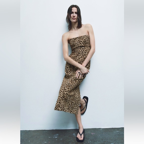 Zara PRINTED SHEATH DRESS. Leopard. Size XS. New with Tags. - Picture 3 of 6